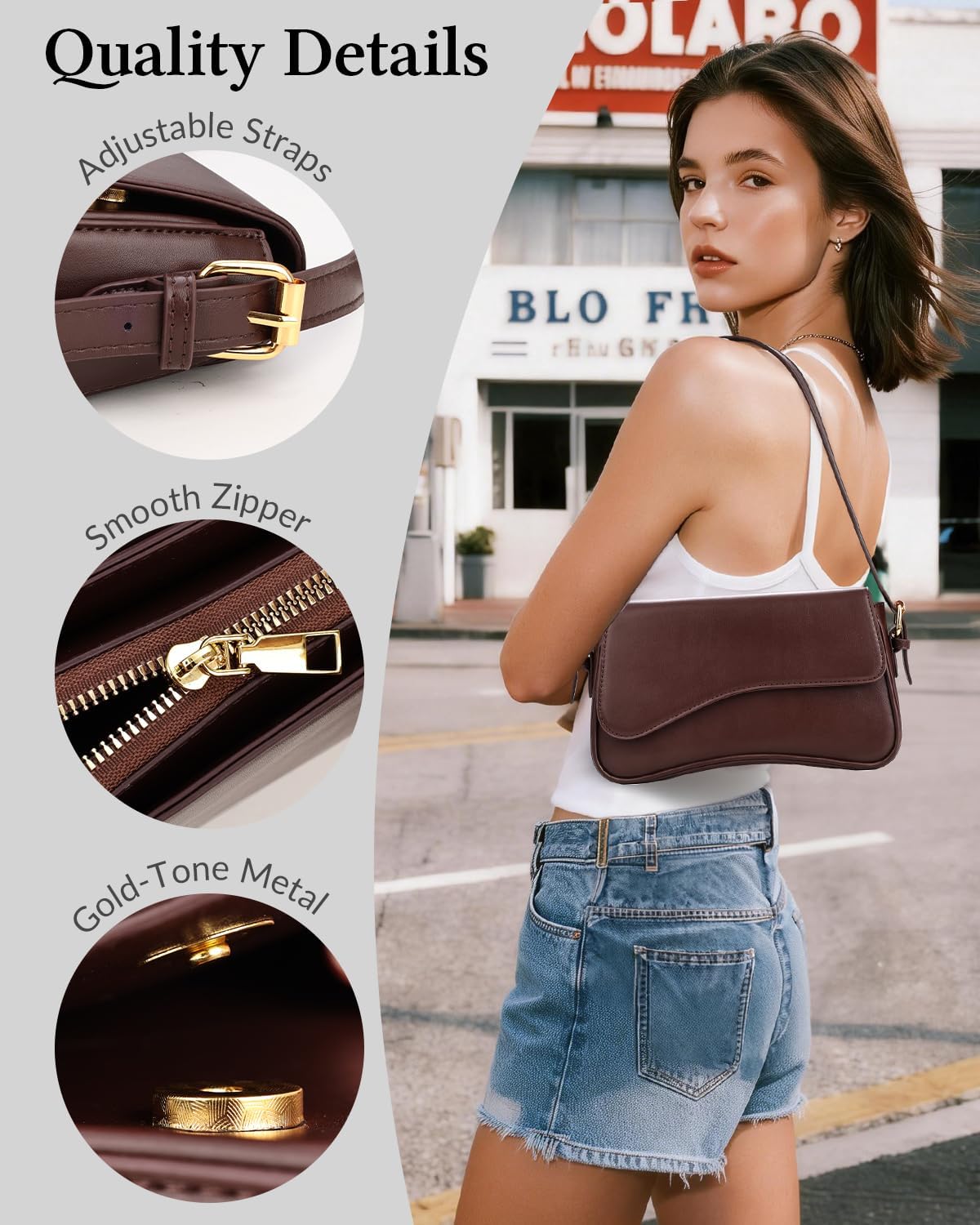 Shoulder Bag for Women, Vegan Leather Y2K Cute Clutch Saddle Purses with 2 Removable Strap, Hobo Underarm Handbag | 2 shoulder straps, Flap zipper clousure, y2k saddle designer, 3 carrying ways, Ideal gift