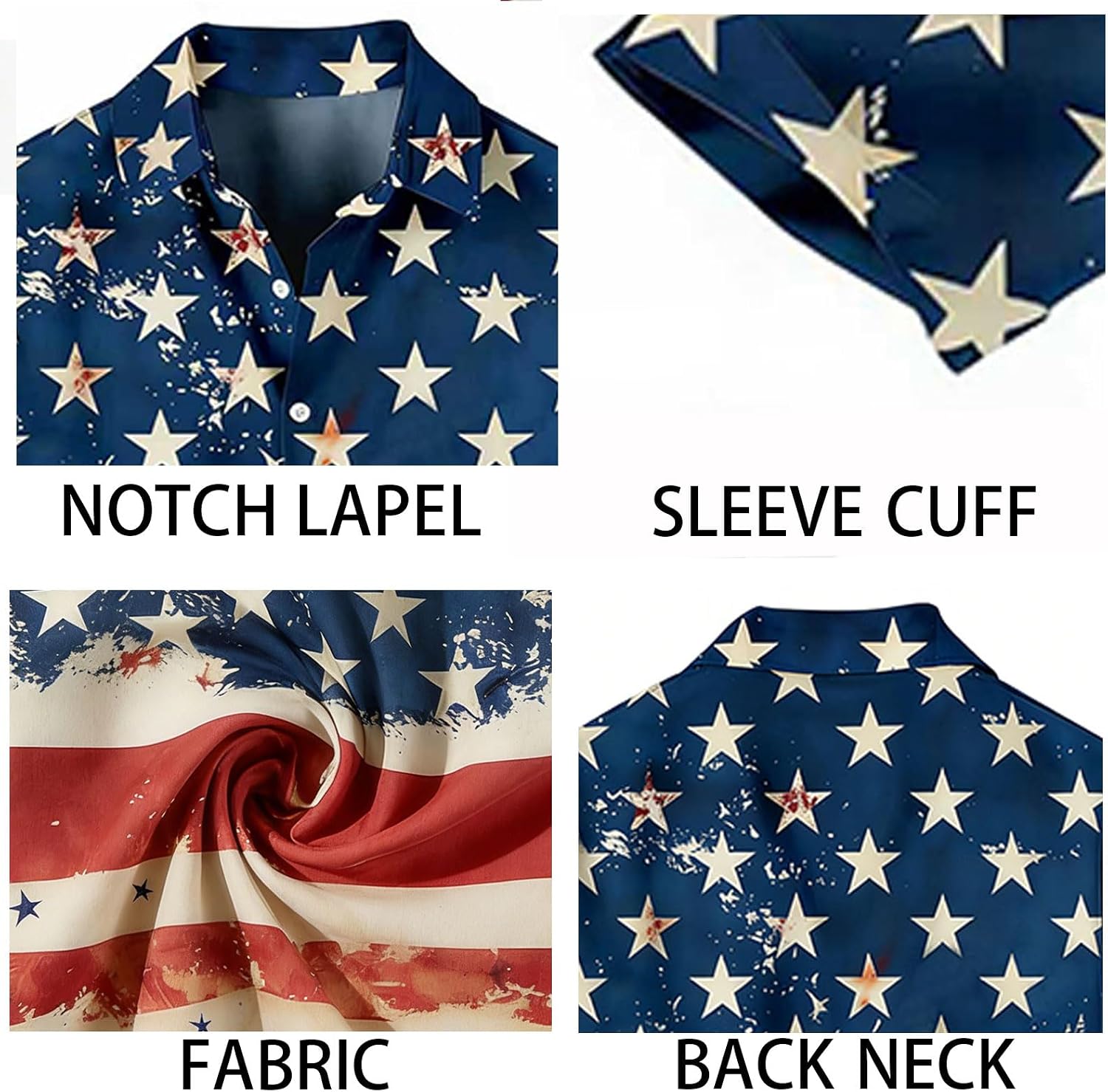 Men's American Flag Patriotic Button Down Shirts Short Sleeve 4th of July Summer Casual Hawaiian Shirt