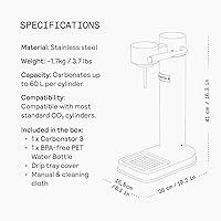 Vista 7 de Aarke Carbonator lll con cilindro de CO2, máquina de agua con gas y carbonatación, acero inoxidable con botella reutilizable PET sin BPA, volumen