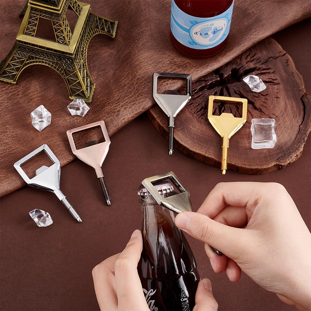 UNICRAFTALE 5Pcs 5 Colors Zinc Alloy Red Wine Beer Bottle Corkscrew Opener Handle Accessories Metal Bottle Opener Inserts Kit Threaded Beer Opener Hardware for Party DIY Handmade Project Craft image 2