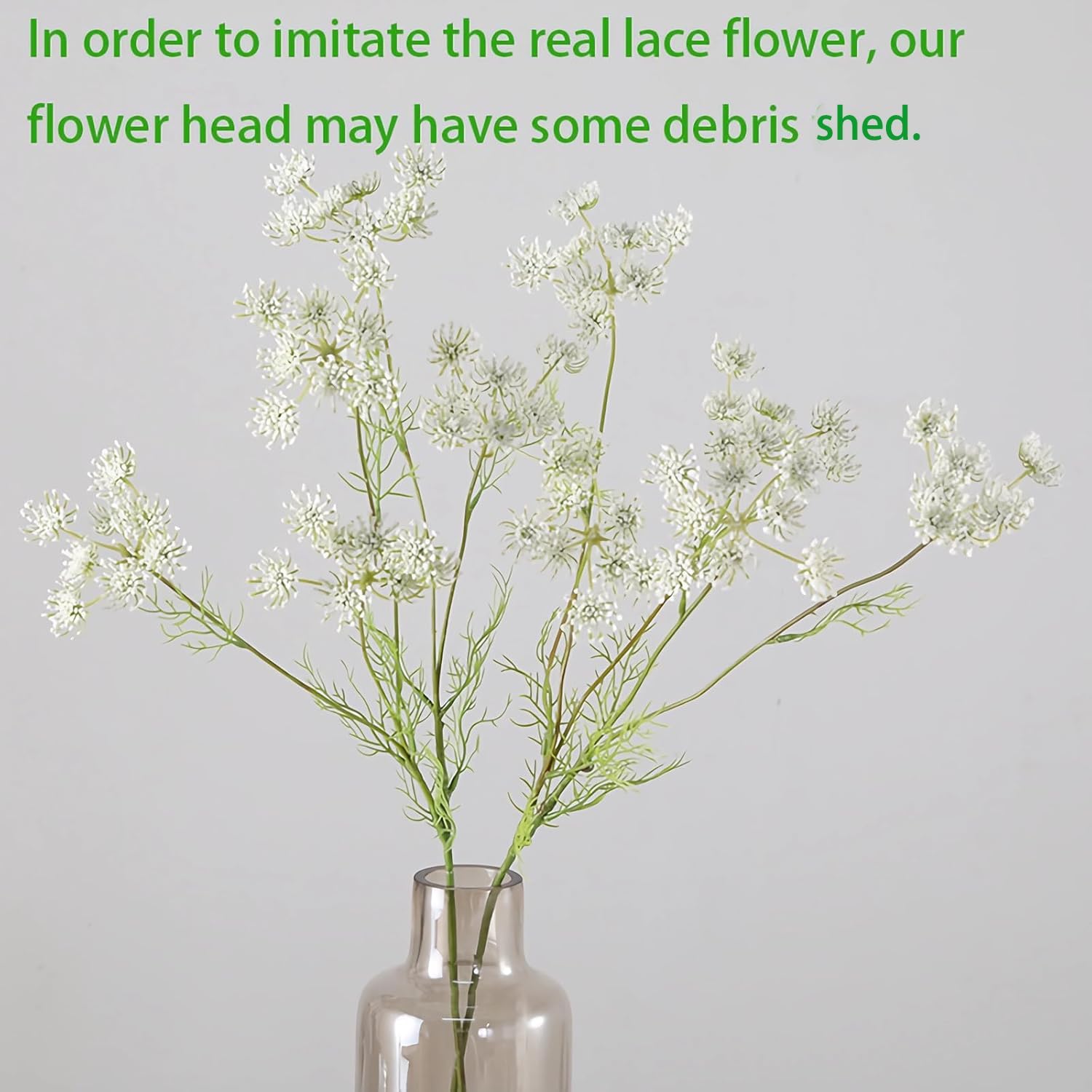 4pcs Artificial Queen Anne's Lace Flowers 26" White Carrot Flower Faux Ammi Majus for Vase Bouquets Home Office Wedding Decor.