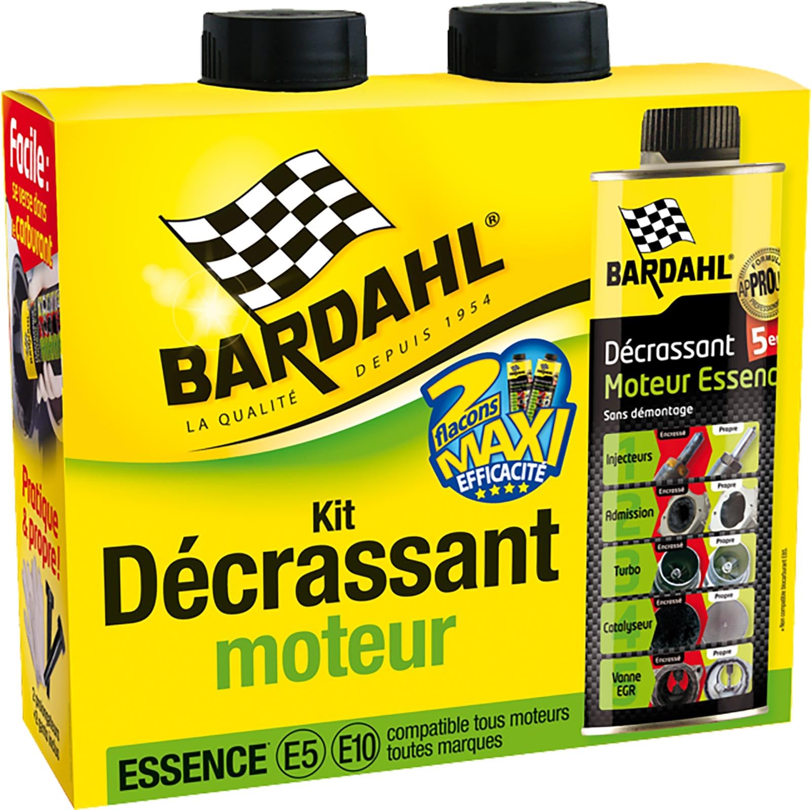 Pack décrassant moteur essence BARDAHL 2x300ml (bidon)