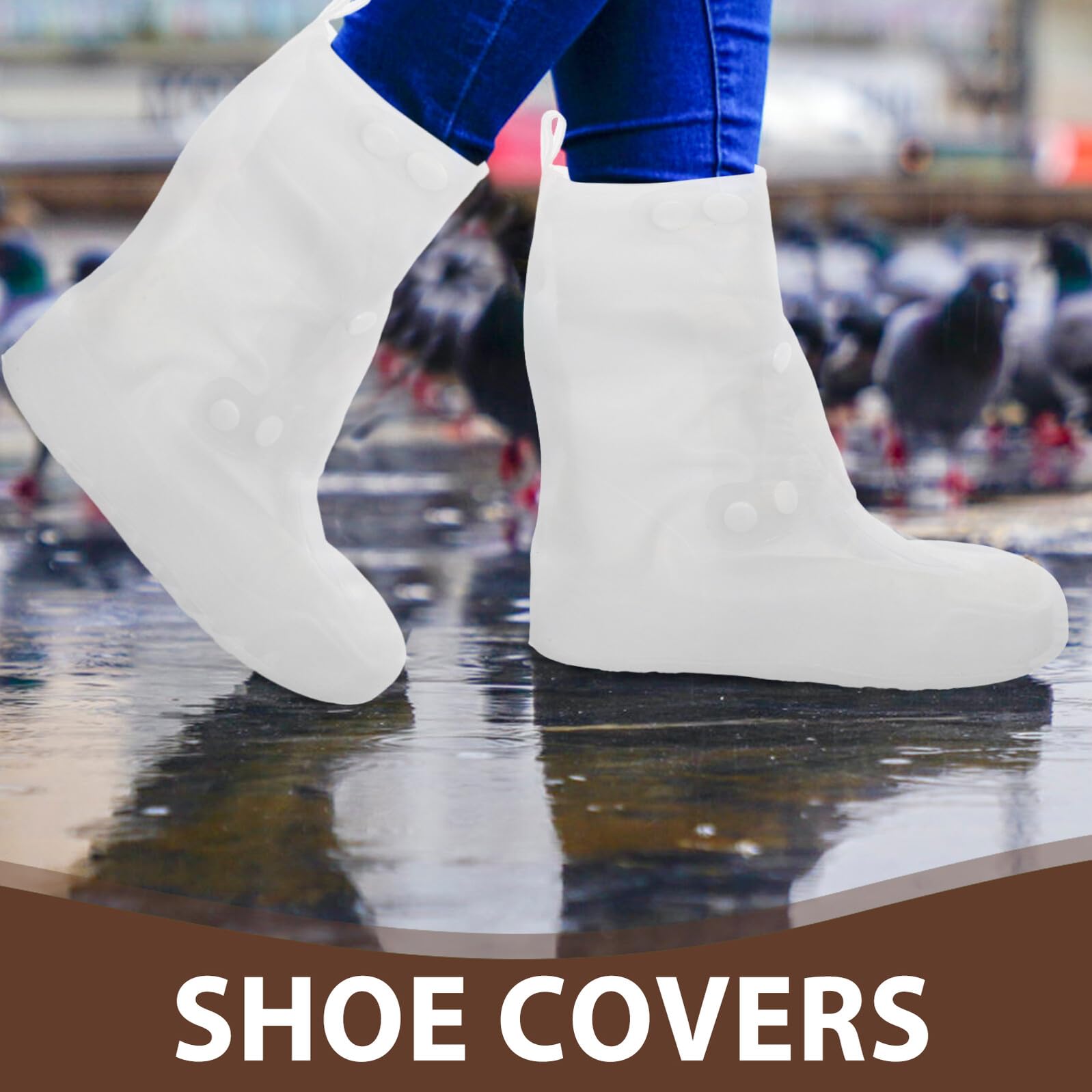 Gatuida 2 pares Fundas Impermeables para Zapatos de Lluvia Cubrezapatos Antideslizantes de PVC Grueso Plegables y Reutilizables para Hombre y Mujer Talla Protección contra Barro y Agua