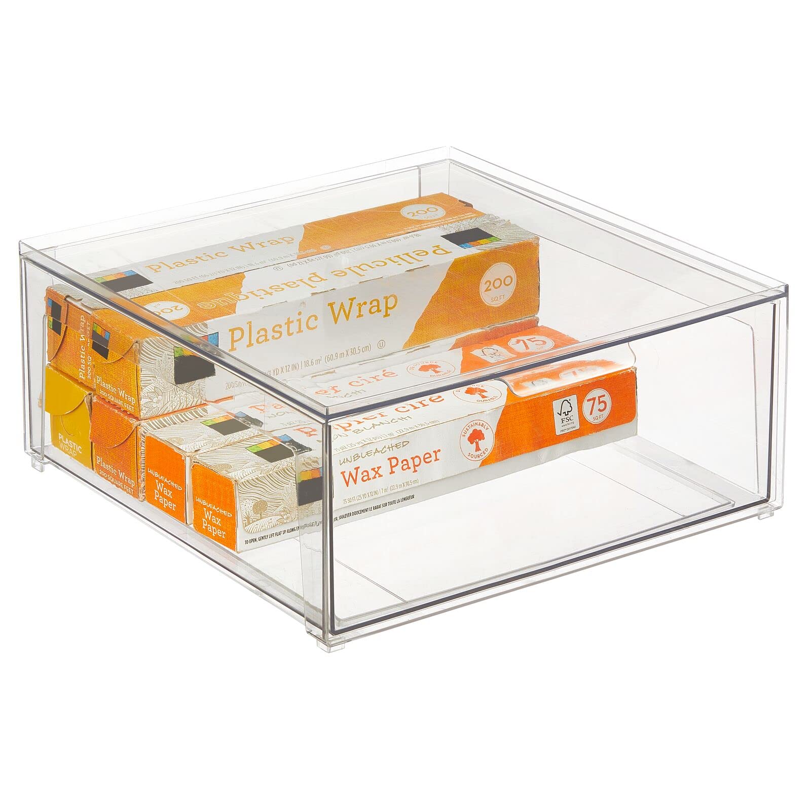 mDesign Plastic Stackable Kitchen Storage Organizer Bin Containers with ...