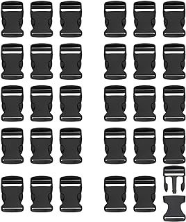 RETON 30 PCS 1 1/4 Inch Side Release Buckles, Heavy Duty Plastic Buckles Clips Black Adjustable Quick Release Buckle, Backpack Buckle Replacement for Nylon Webbing Straps Belt Dog Collars (32MM)