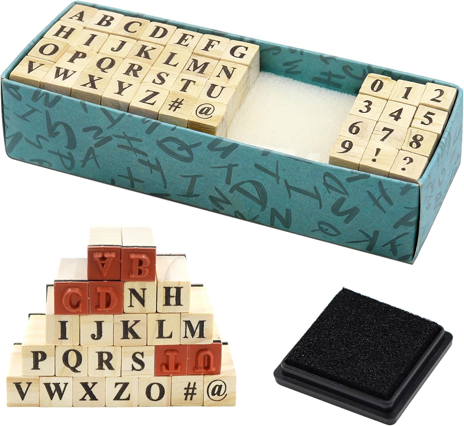 80 Pieces Small Wooden Letter Stamps Mini Number Alphabet Rubber Stamps for Crafting Wood Rubber Stamp for Card Making Scrapbooking & DIY Projects (2)