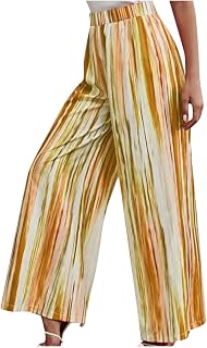DIYIOUZHOU Sweatpants Women Fall 2023 Cigarette Trouser Womans Breathable Beach Elegant Fall Mid Length Loose Fi Pants Ruffle Lighweight Elasticated Waist Striped Trousers Womans RedBlueKhaki