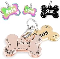 MEOW the WOOF Personalized Bone Dog Tags for Cats & Dogs - Custom Stainless Steel Deep Engraved Pet ID Tags