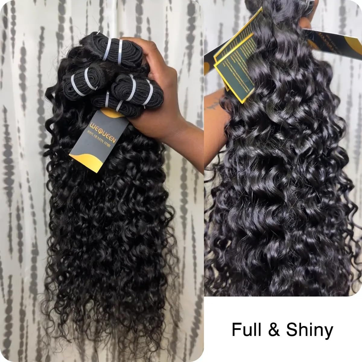 Wequeen 16A Deep Wave Water Wave Human Hair Bundles 100% Unprocessed Brazilian Virgin Hair Quick Weave Bundles Human Hair Extensions Real Human Hair,Water Wave 24 Inch