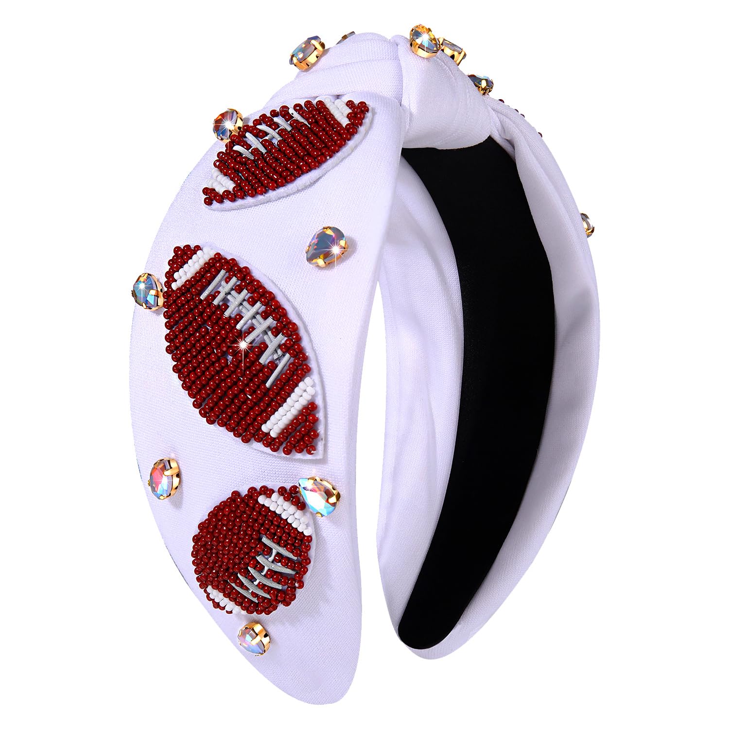 NEW Football Beaded Headband Beaded Football Headband – Gussy Up Bow Co main image 2