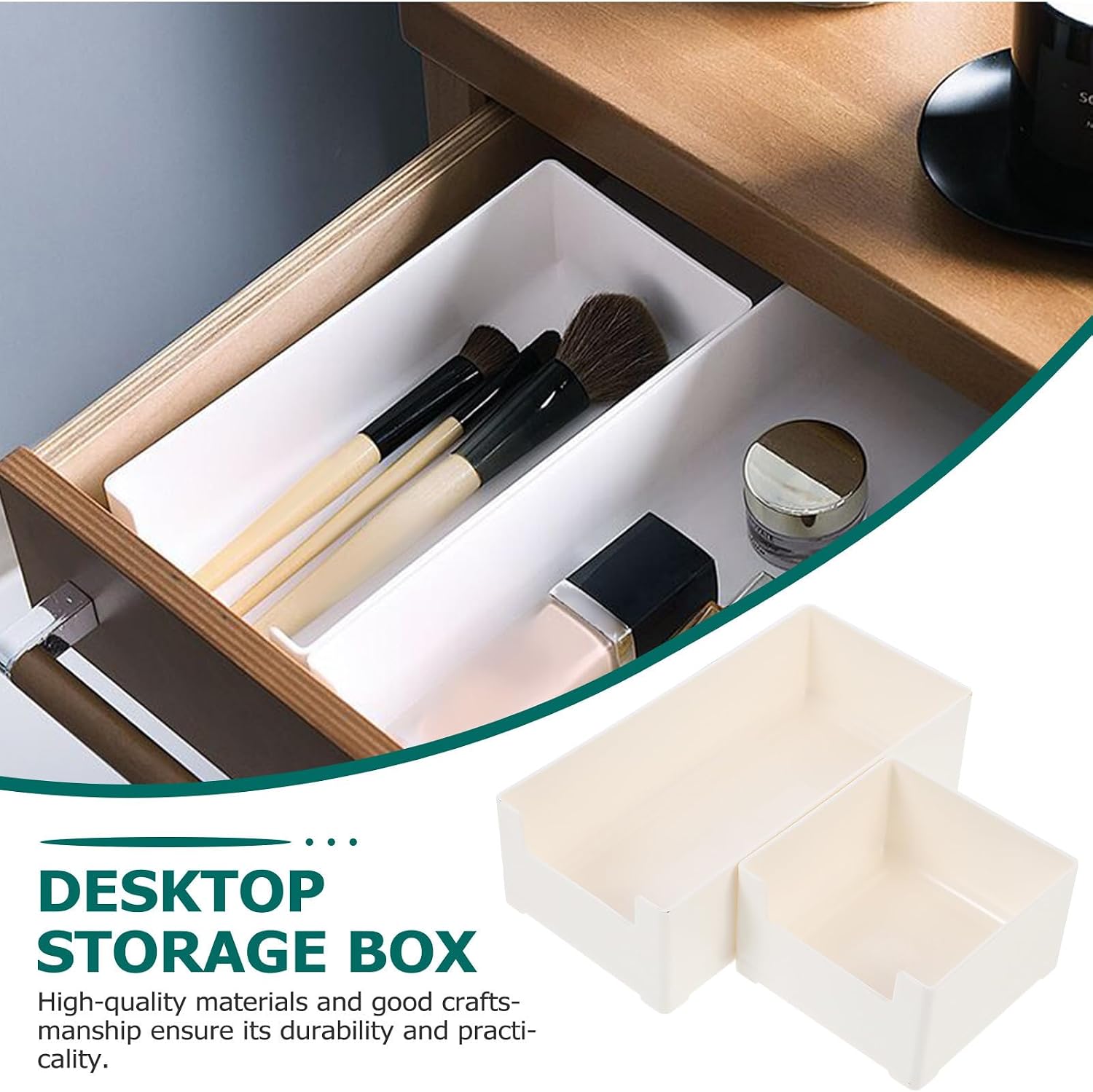 2pcs Storage Box Organizer Ps White Japanese Style for Desk and Drawer image 4