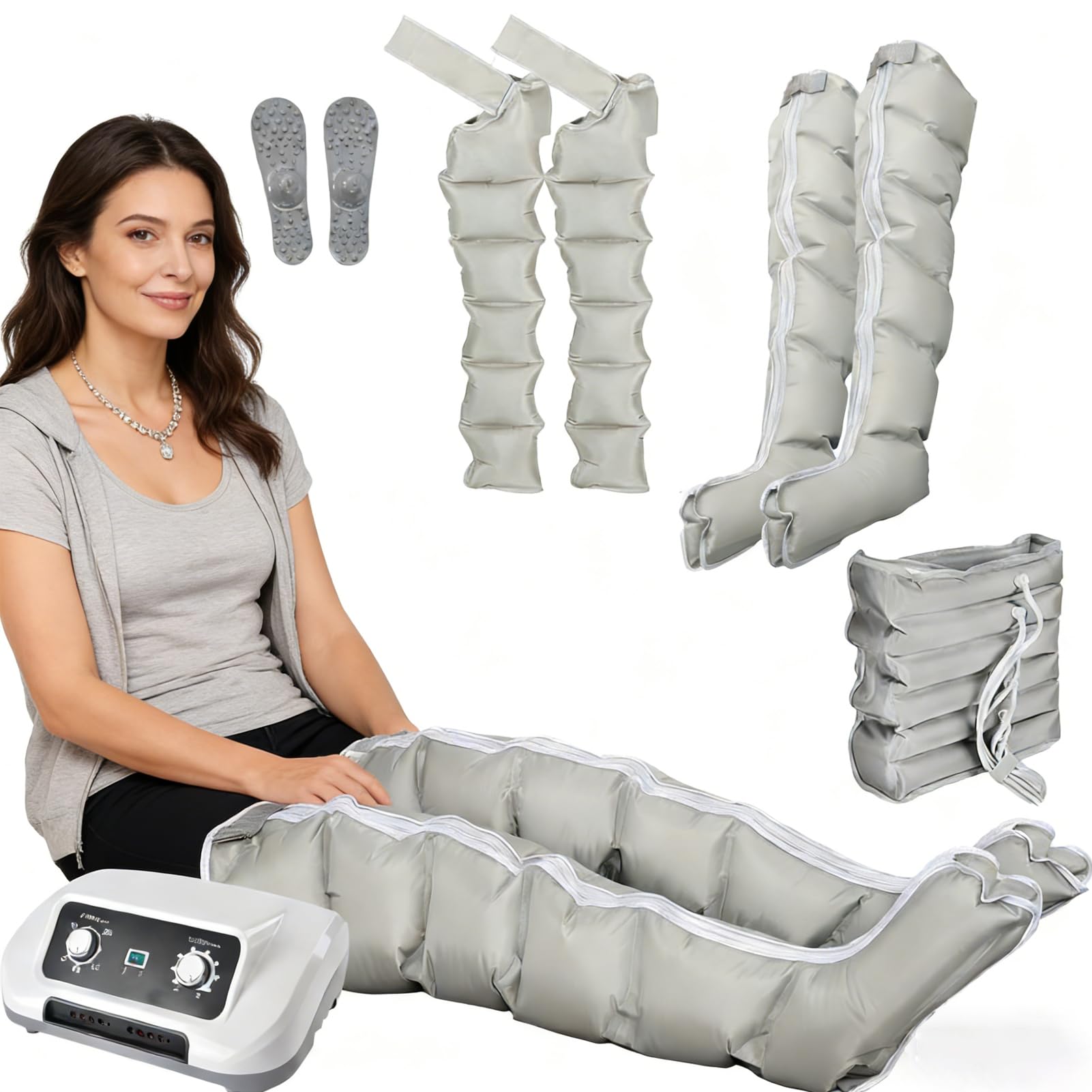 Presoterapia Nogi I Brzuch, Buty Presoterapia Nogi, XXL 6 aparatów Maszyna do masażu drenażu limfatycznego krążenia, 0-30 min, 0-240 mmHg Regulowany
