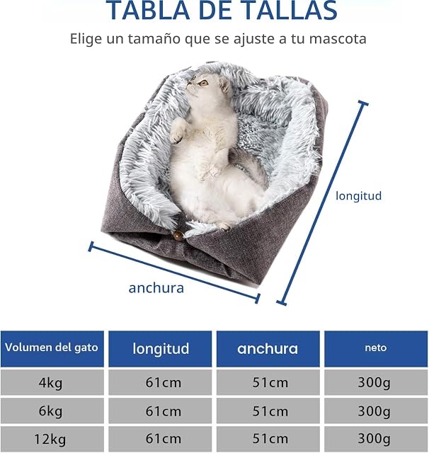 Foto 4 de 7 de Cama para Gatos Cama para Perros Cama Suave para Gatos 2 en 1 Manta para Gatos y Perros 60cm*50cm Adecuada…