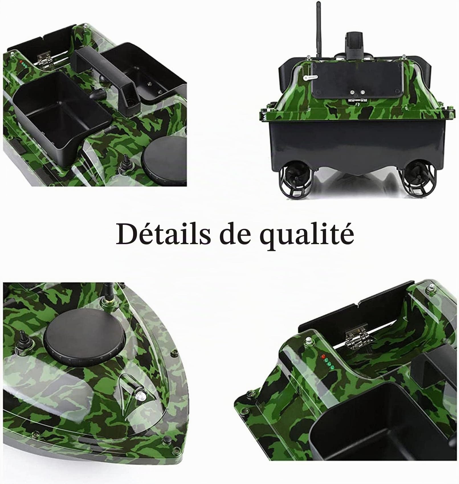 Bateau D'appât De Pêche Intelligent, Amorceur Peche Carpe GPS, Télécommandé 500m avec Feu Navigation LED, Convient pour Une Utilisation Nocturne et Nuageuse, home, 12000mAh