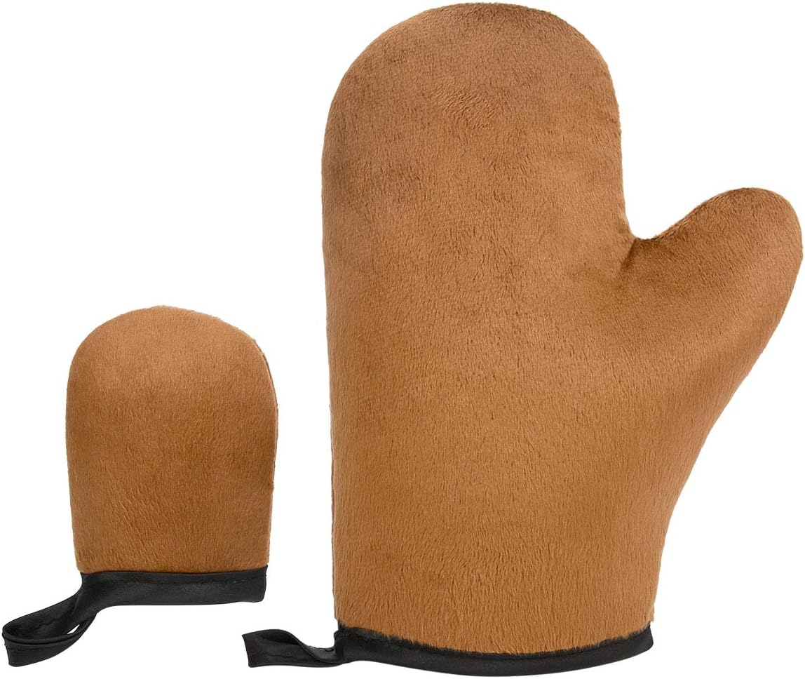 Self Tanning Mitt Tan Mitt Tanning Mitt Applicator with Thumb and Face Applicator Glove Washable Reusable Sunless Tanner Mitt Tools for Mousse, Lotion, Spray and Oil（Brown）…