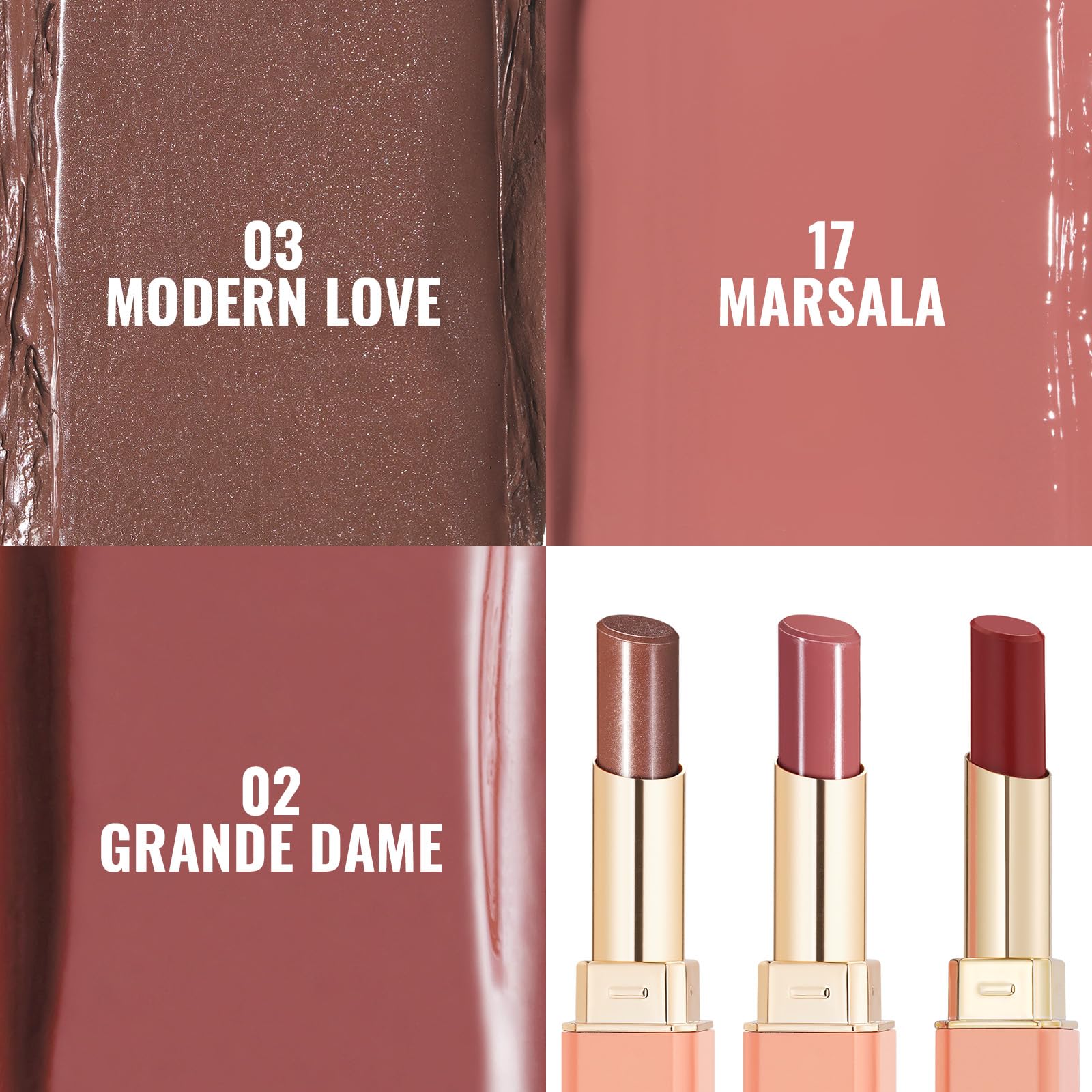 Oulac 3PCS Lipsticks Set, Black Red Lipstick Chocolate Brown Lipstick, Moisturizing Formula - Image 2