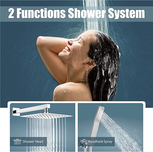 Miniatura 21 de Aolemi Sistema de ducha tipo lluvia de 12 pulgadas, cabezal de ducha cepillado Nikcel Combo Set con ducha de mano válvula de montaje en pared grifo