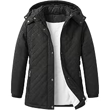 JiangWu Womens Long Fleece Lined Winter Coat -Stylish Diamond Quilted Warm Jacket with Removable Hood