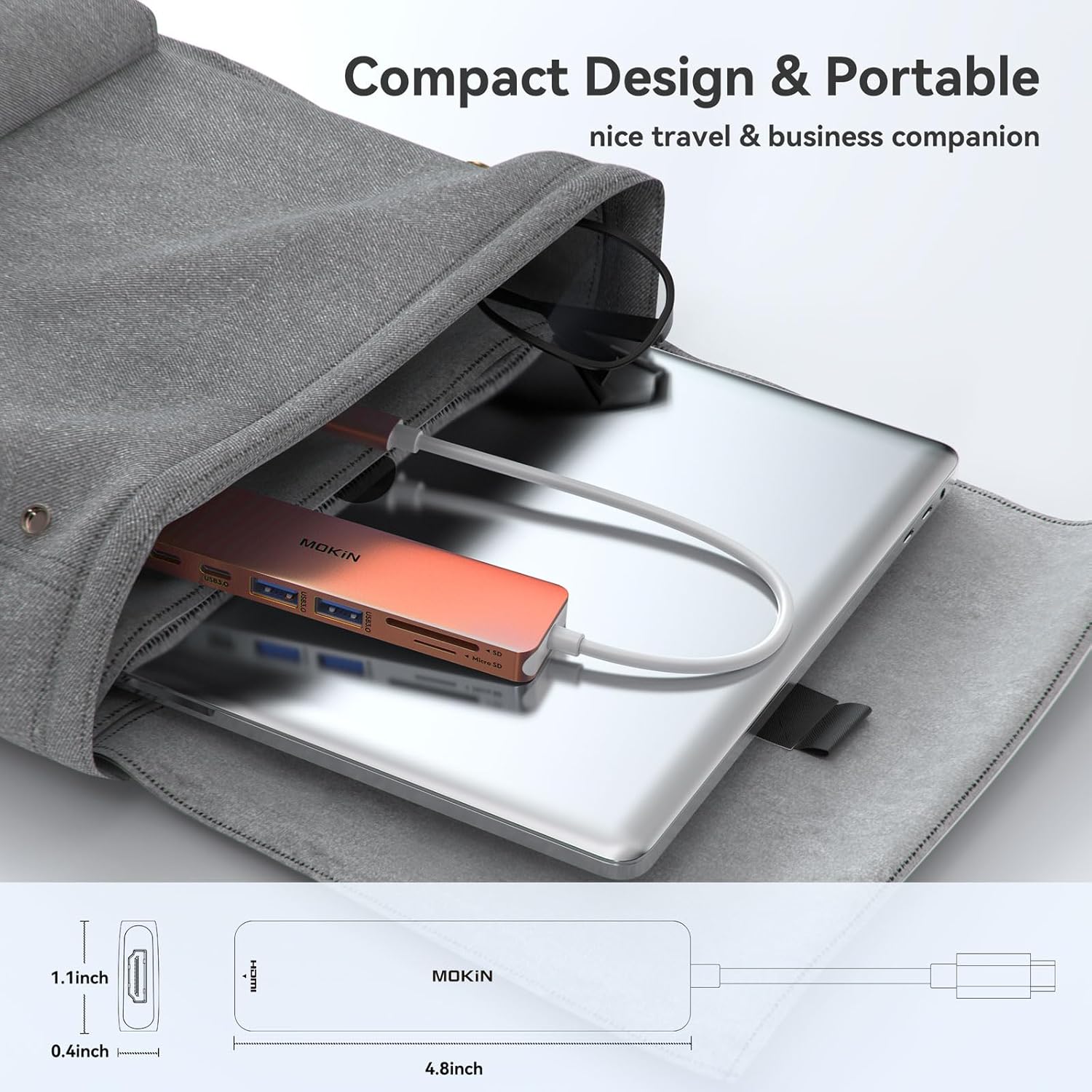 USB C Hub HDMI Adapter for MacBook Pro/Air, MOKiN 7 in 1 USB C Dongle with HDMI, SD/TF Card Reader, USB C Data Port,100W PD, and 2 USB 3.0 Compatible for MacBook Pro/Air, Dell XPS, Lenovo Thinkpad.