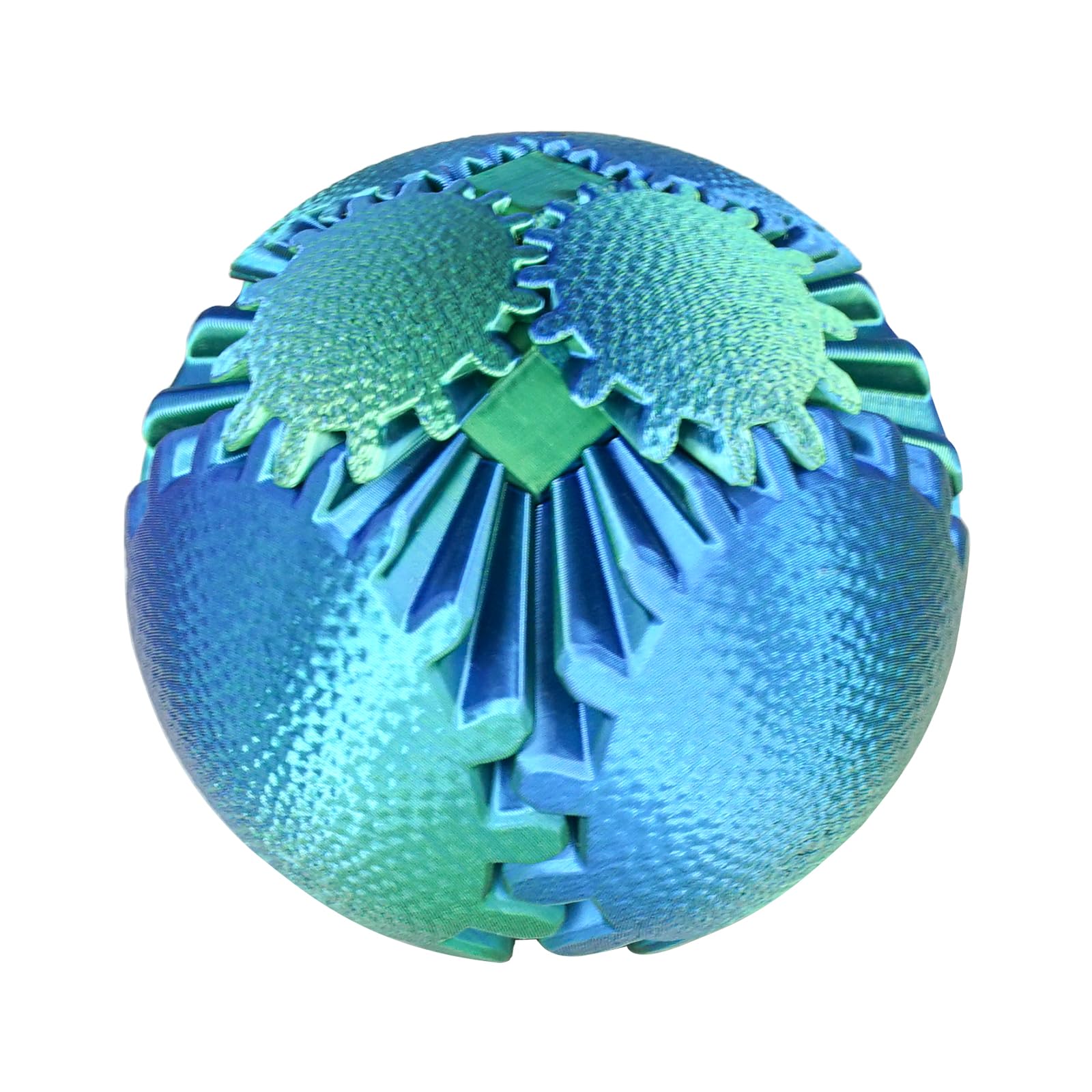 Gear Ball Fidget Toys Steampunk Gear Sphere Stress Relief for Kids & Adults 3D Printed Unique Funny Gift for Christmas, White Elephant, Stocking Stuffer (Christmas Green, S Size)