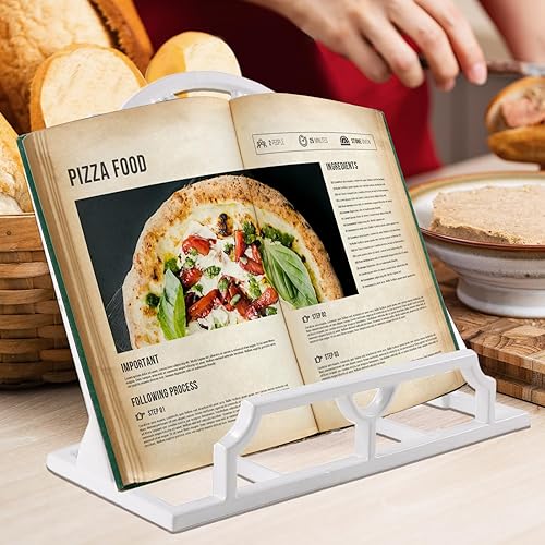 Miniatura 5 de JOGREFUL Soporte para libro de cocina, de hierro fundido, resistente para libros de recetas, soporte para libros de recetas de cocina, soporte de