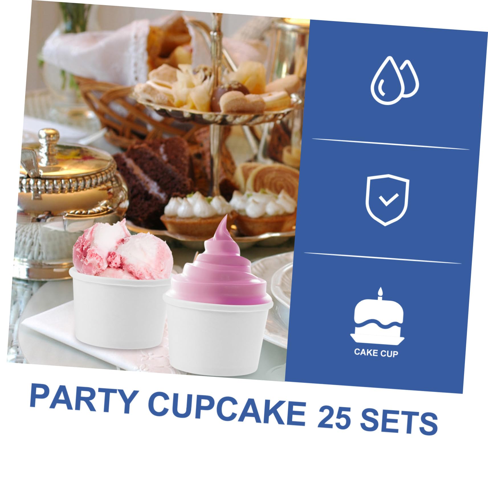 Mikinona Set 25 Bicchieri e Coperchi per Gelato da 8 Oz, Carta Alimentare