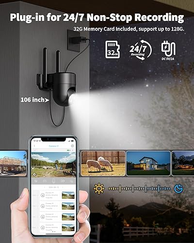 Miniatura 3 de LIWAN Cámara de seguridad celular 4G LTE con cable para exteriores, sin cámara de seguridad WiFi, enchufe para grabación 247, vista de 360, visión