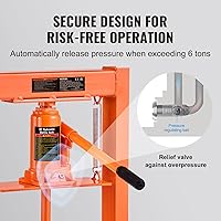Vista 3 de VEVOR, prensa hidráulica de taller, 6 toneladas/13000 libras, estructura en H, altura ajustable en 4 posiciones, con placas móviles