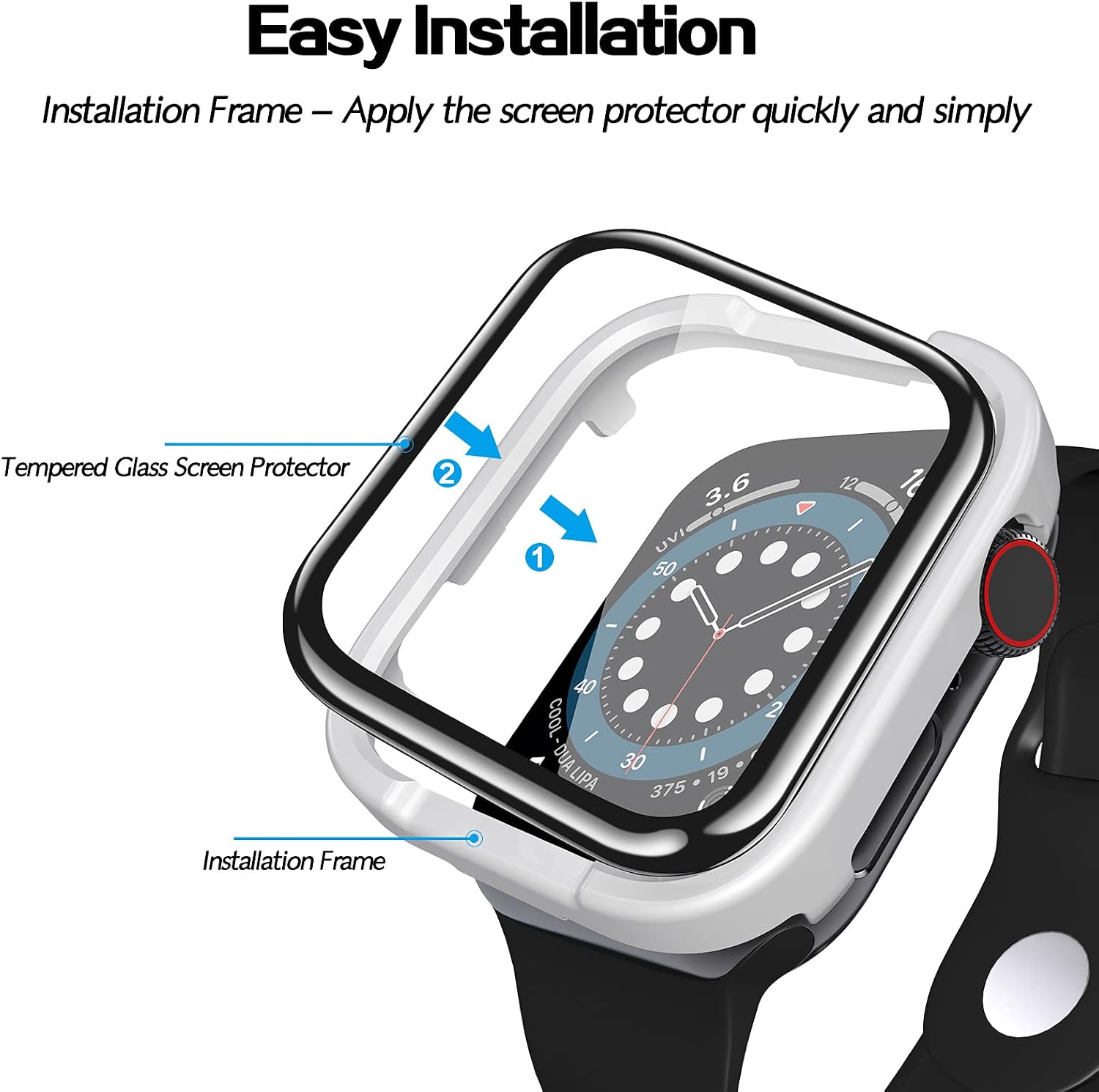 [2 Pack] Geekboy Tempered Glass Screen Protector for Apple Watch Series 6/SE/5/4, 3D Curved Edge Full Coverage Protective Cover, Anti-Scratch 9H Hardness Bubble-Free HD Clear Film for Apple Watch 44mm