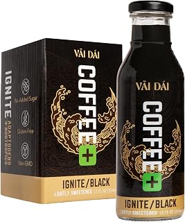 Vai Dai Coffee Black 4-pack, Lightly Sweetened, Ready-to-Drink, Functional, Adaptogens & Nootropics for Energy, Focus & Mental Clarity, with Lion’s Mane, Ashwagandha, Mushrooms & Cordyceps, Gluten-Free, Non-GMO.