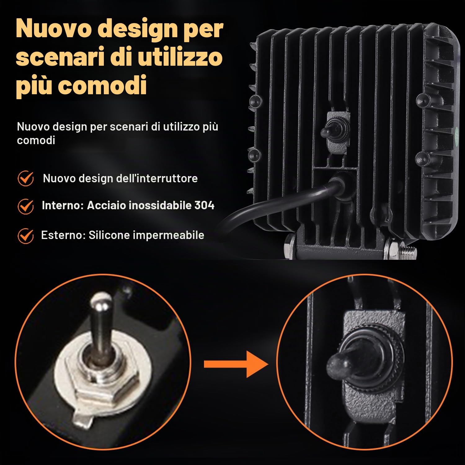 AnTom Faro da Lavoro LED Con funzione anti-radiazioni e anti-interferenze 305W LED faretti auto 12V 24V 6500K Riflettore IP68 Interruttore indipendente Fuoristrada per Moto Auto ATV SUV Trattore