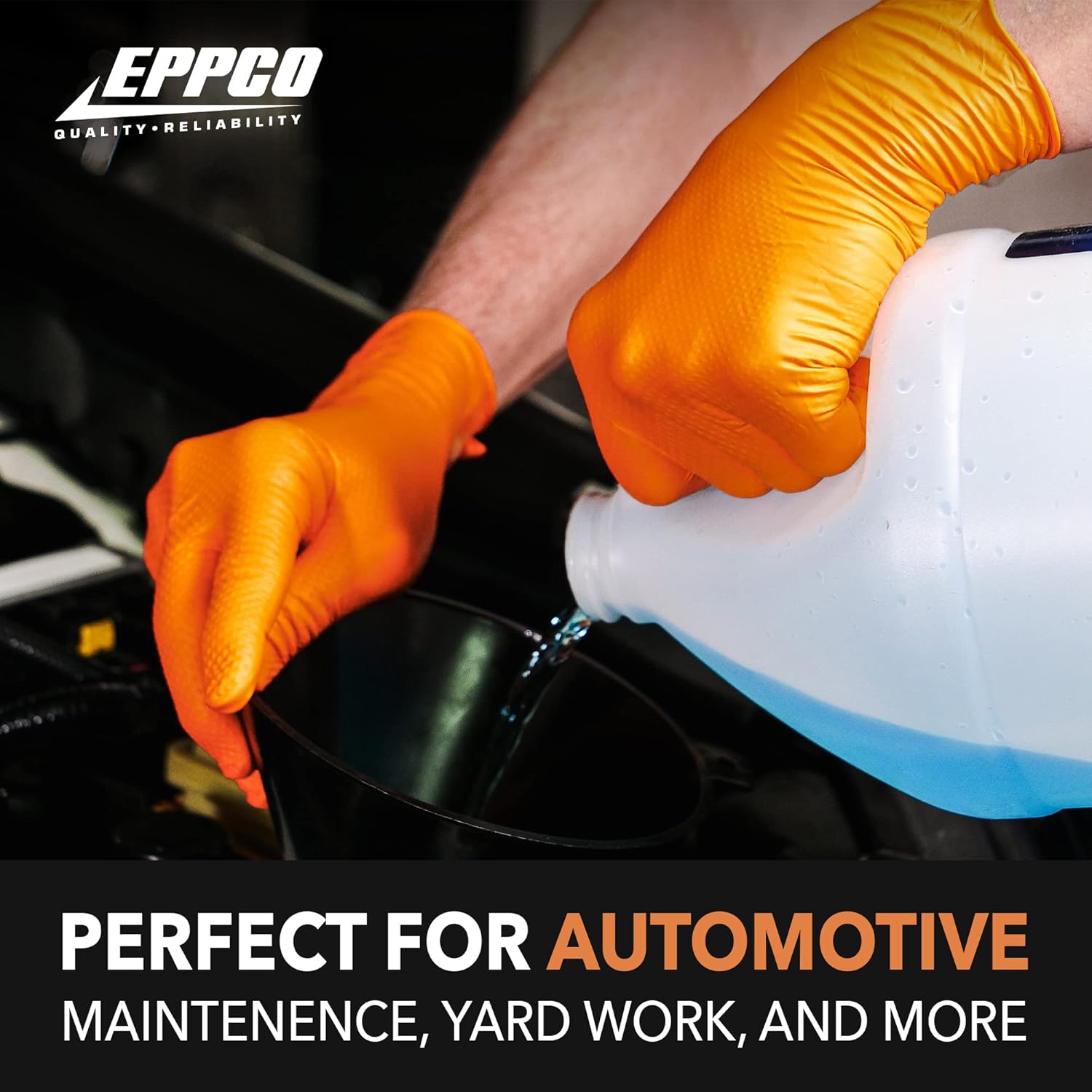 EPPCO TigerGrip 8-Mil Nitrile Glove Disposable Powder, Latex Free Textured Superior Grip Orange Gloves, XXL, Box of 90