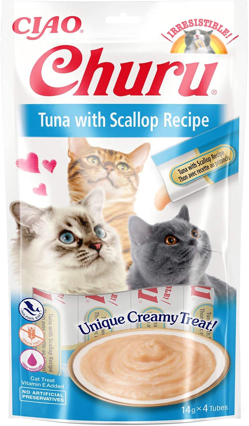 INABA Churu, Friandises pour Chats, Tube Crémeux, Thon & Pétoncle, 48x14g