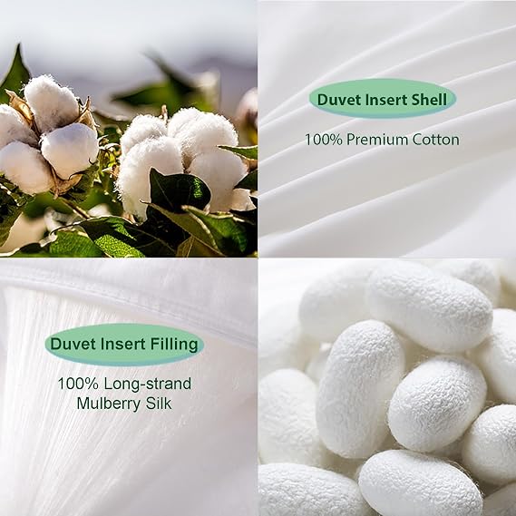 THE COTTON & SILK Mulberry Silk Comforter for All Seasons - Twin Size | 100% Mulberry Silk Filled Comforter, Luxury, Ultra Soft, Breathable, Naturally Body-Hugging Silk Duvet Insert/Bedding Blanket