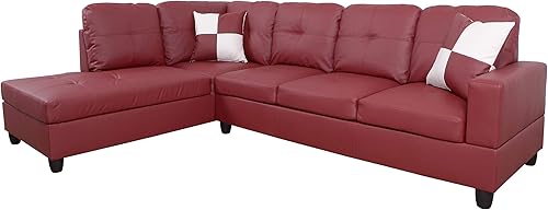 Miniatura 16 de Golden Coast Furniture - Juego de sofá seccional en forma de L, juego de sofá de sala de estar, sofá seccional de cuero con otomana de Negro y