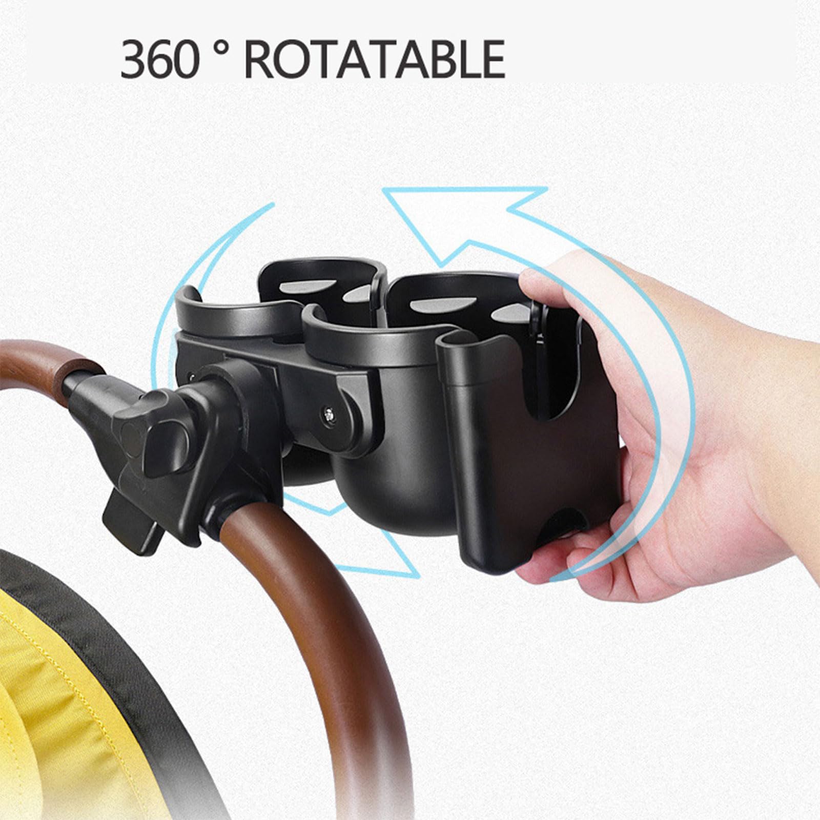 Porte-gobelet double rotatif pour poussette avec support de téléphone portable