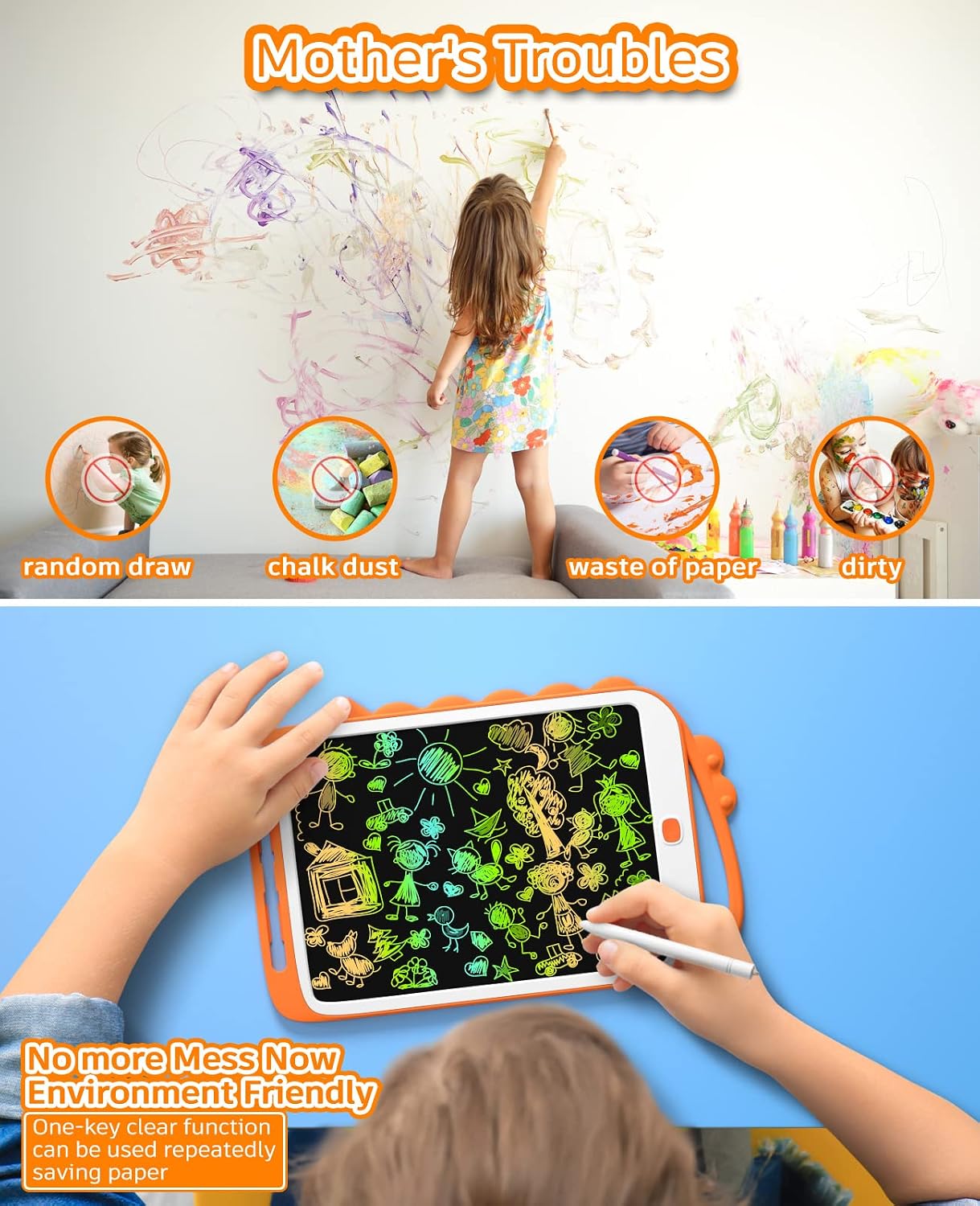 BROADREAM LCD Writing Tablet, Stocking Stuffers for Kids, Doodle Board for Age 3-8 Year Old Boys Girls, Erasable Reusable Portable Electronic Dinosaur Toddler Toys Gifts for Birthday, Christmas