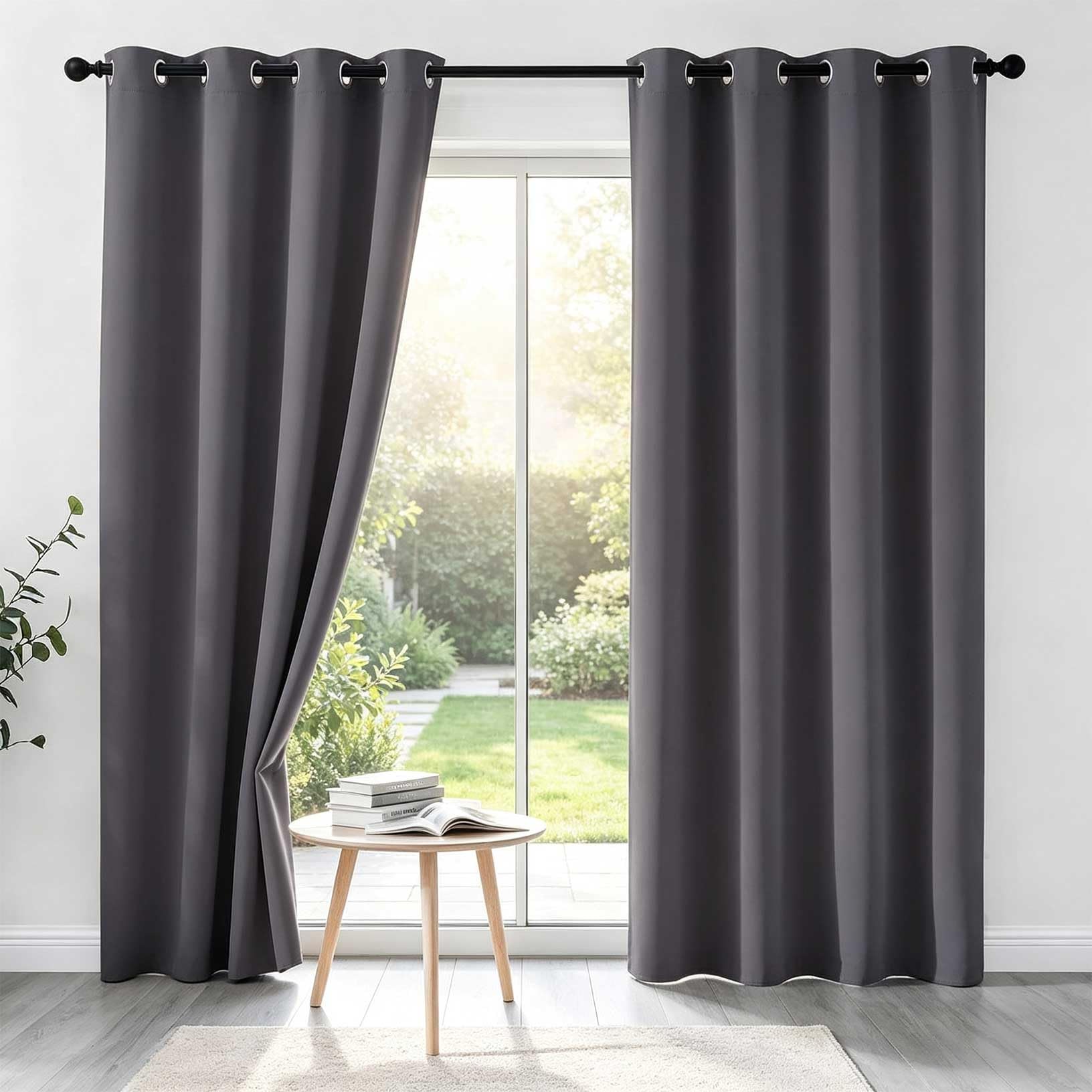 Verdunklungsvorhänge 145 x 200 cm Abdunkelnd, Sicht-Und Uv-Schutz, Blackout Wohnzimmer Vorhang mit Ösen 1 Stück für Schlafzimmer Wohnzimmer Kinderzimmer, Grau