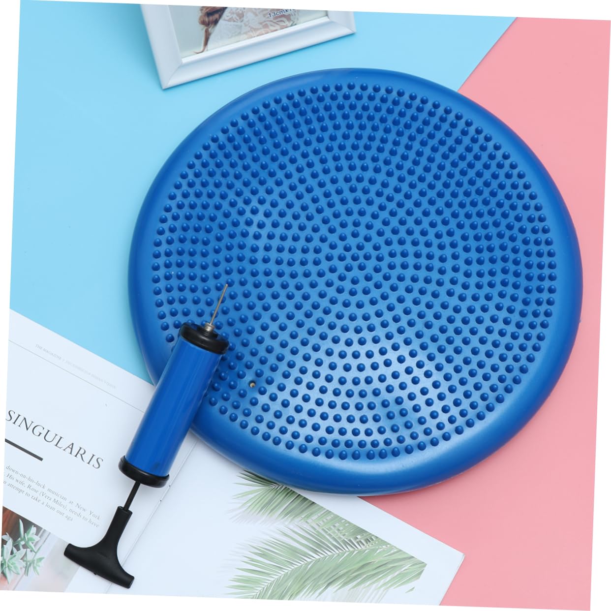 Cuscino Equilibrio Gonfiabile Blu in Pvc per Ragazzo Ragazza | Disco Oscillante, Input Sensoriale e Seduta Ergonomica, Pompa Manuale Inclusa Colore Casuale