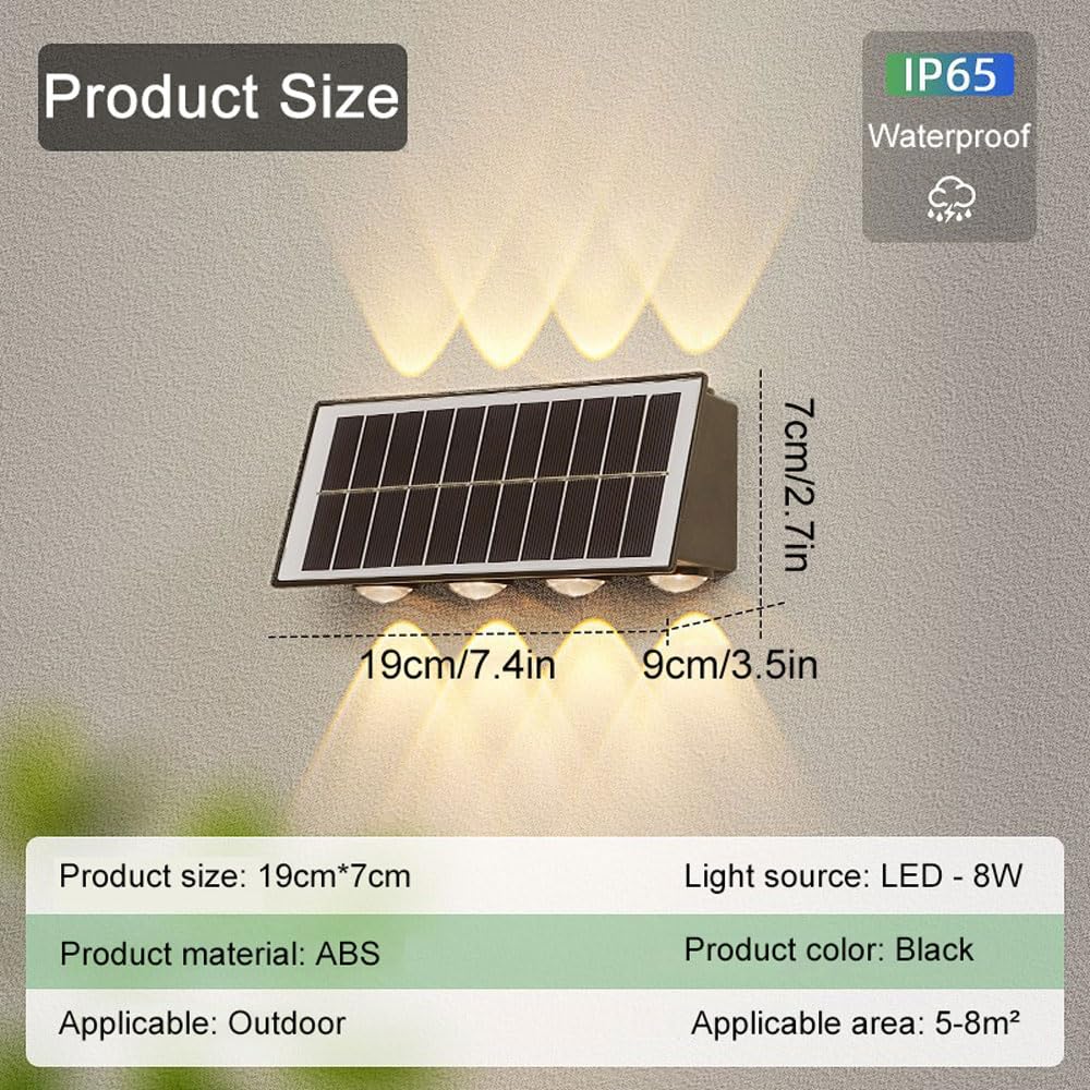 Lampa solarna Dusk To Dawn, Lampy solarne do użytku na zewnątrz, wodoodporna dekoracyjna ściana LED do użytku na zewnątrz, na werandę, ogrodzenie, patio, do ogrodu, garażu