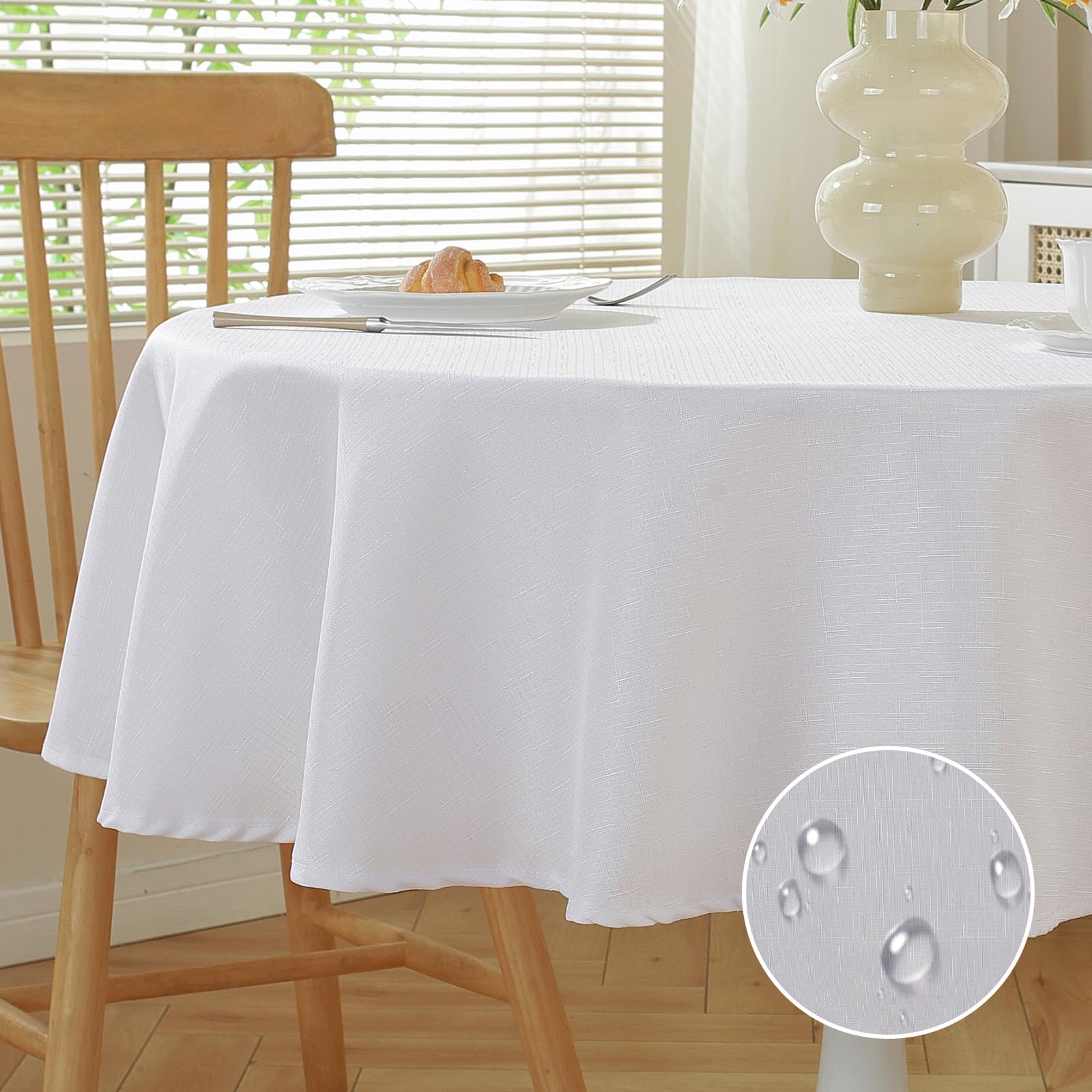 meioro Wipe Clean Table Cloth, Wipeable Waterproof Tablecloth Water Resistant Tablecloths, Dining Table Cover Table Protectors for Home Party Coffee Decorations Outdoor Covers (Black, Round 100cm) — image 1