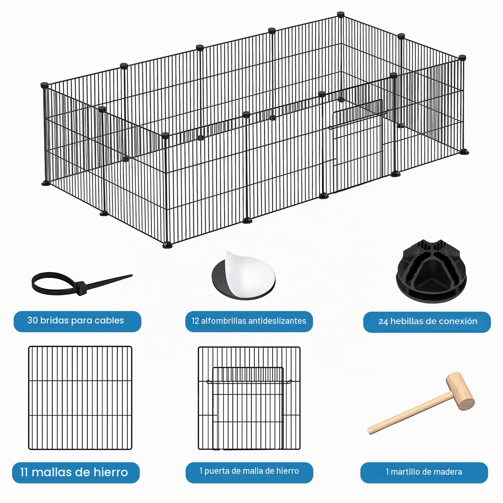 UISEBRT - Juego de 12 recintos para conejitos y conejillos de indias, jaula para animales pequeños con puerta, recinto para cachorros y animales pequeños, interior y exterior, 35 x 35 cm
