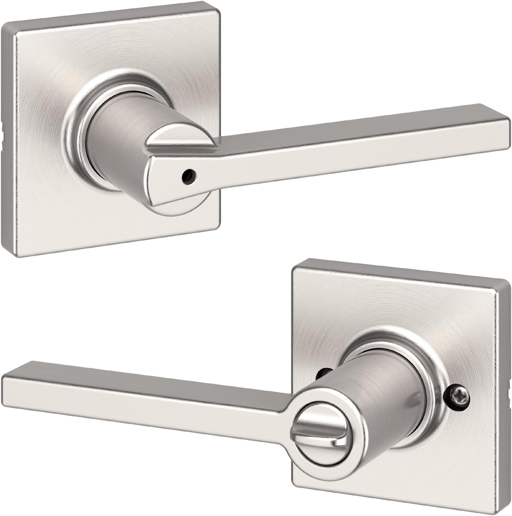 Kwikset Casey Interior Privacy Door Handle with Lock, Door Lever for Bathroom and Bedroom, Satin Nickel Reversible Keyless Turn Lock, with Microban Protection, (Pack of 10)