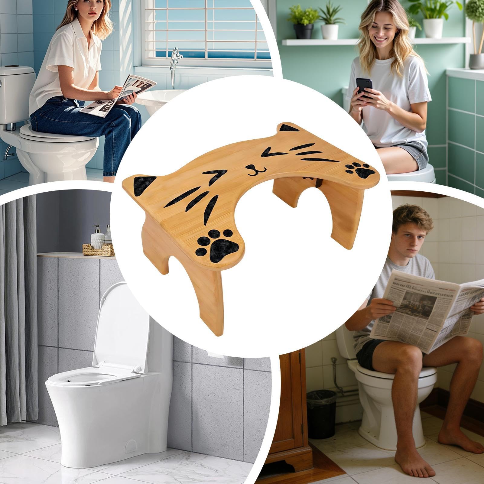 Sgabello da Bagno Pedana Antiscivolo Per La Posizione Di Squat | Sgabello Wc Pieghevole in Legno Altezza 18 Cm Per Adulti, Doccia, Bambini E Anziani