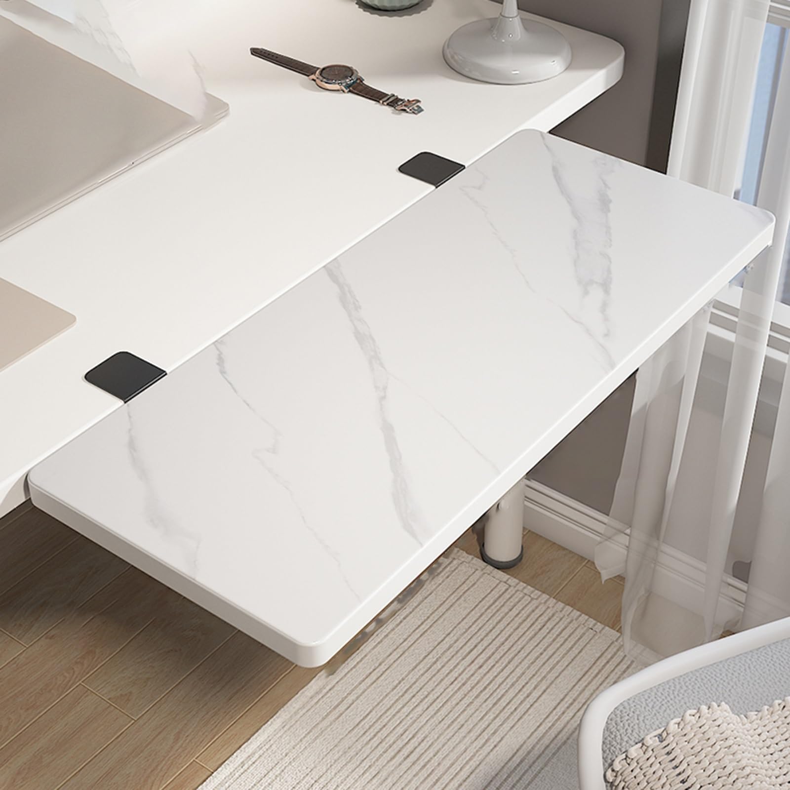 Table de travail pliable pour agrandir un petit bureau encombré support métal 50x20