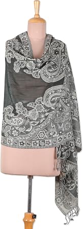 NOVICA Wool shawl,#39;Paisley Vestiges'