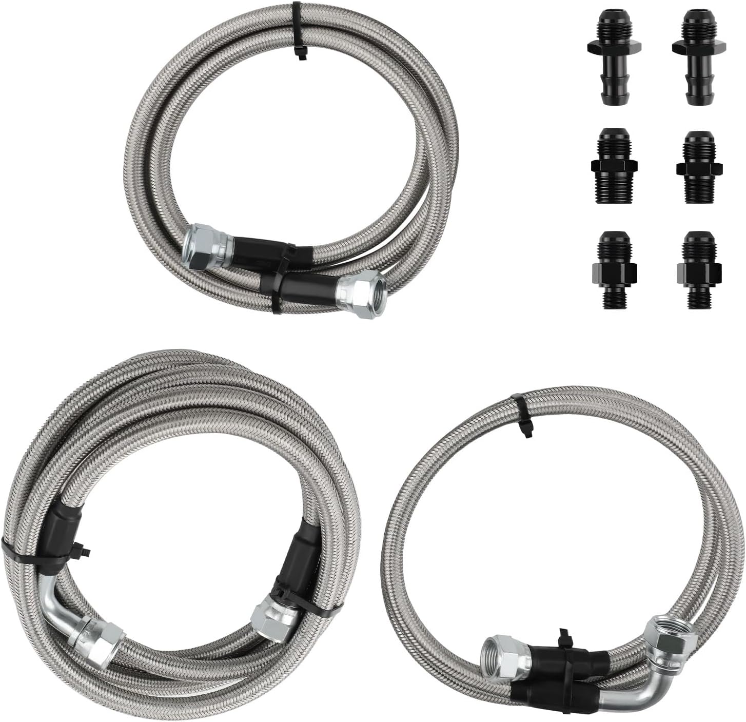 maXpeedingrods 47RE Transmission Cooler Lines Kit for Dodge Ram 2500/3500 Cummins 5.9L 1996-2002, Stainless Steel & PTFE, SS Braided Transmission Lines