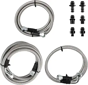 maXpeedingrods 47RE Transmission Cooler Lines Kit for Dodge Ram 2500/3500 Cummins 5.9L 1996-2002, Stainless Steel & PTFE, SS Braided Transmission Lines