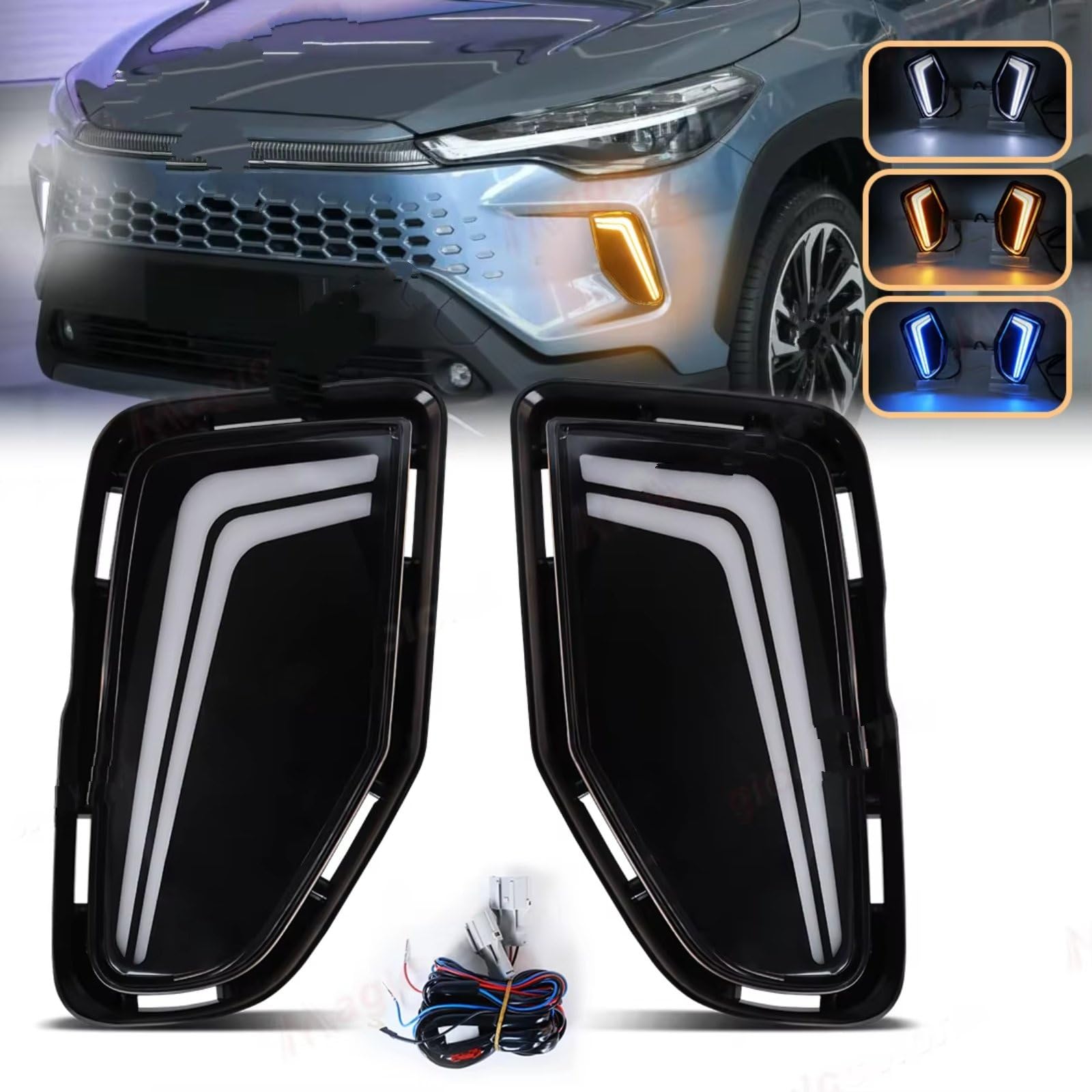 Faros Antiniebla Delantero Para Toyota Para Corolla Para Cruzar Luces Diurnas Led DRL Señal Vuelta Lámparas Niebla Parachoques Delanteros