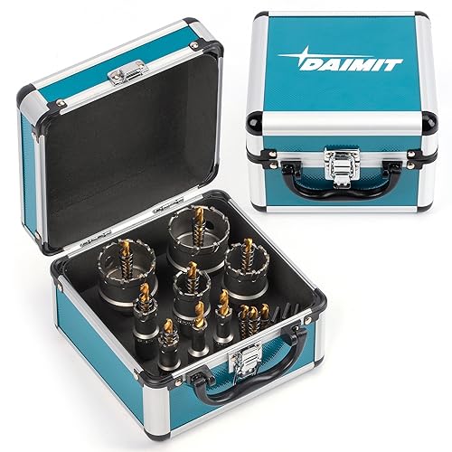 DAIMIT - Juego de 14 sierras perforadoras TCT de 1/2 a 1-57/64 pulgadas, kit de sierras de agujero de carburo de tungsteno de alta resistencia para